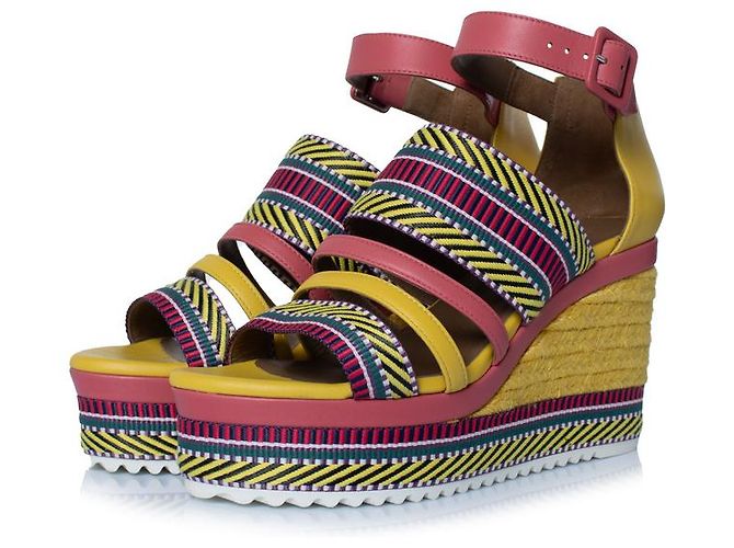Hermès Hermes Ines leather wedge sandals Multiple colors
