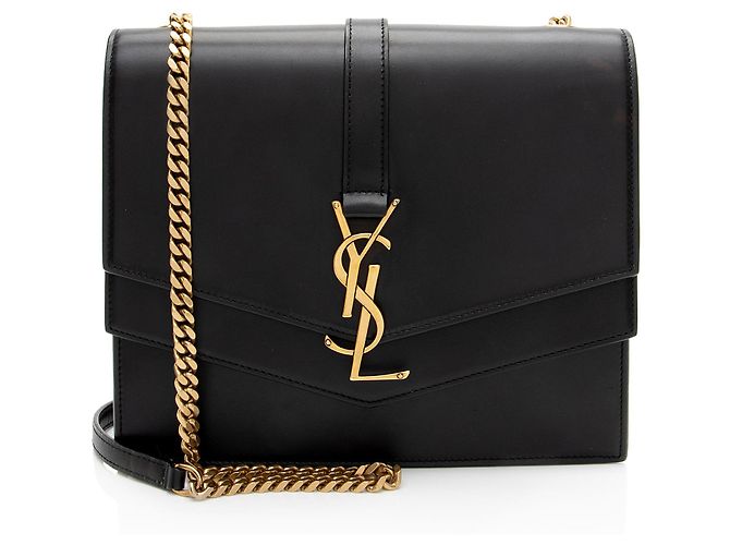 Bolso de Hombro Mediano Sulpice de Piel de Ternera con Monograma Saint Laurent Negro