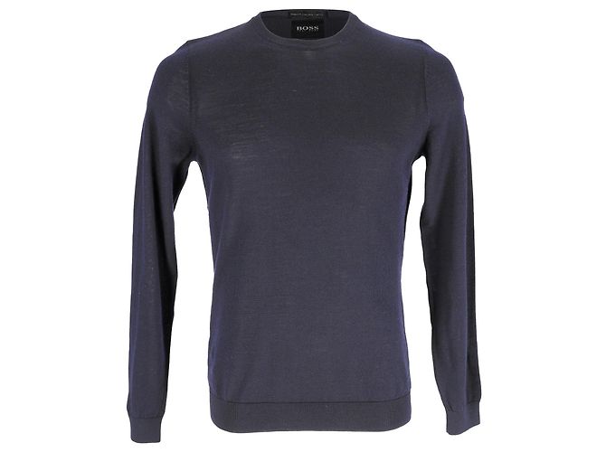 Pull Boss Hugo Boss en laine vierge bleu marine