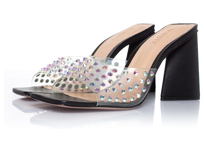 Schutz Perspex-Mules mit Strass Schwarz