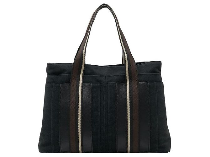 Hermès Bolsa Tote de Lona e Couro Hermes Troca Horizontal MM Preto
