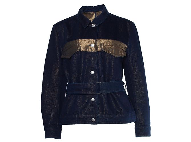 Giacca in denim lurex Dries van Noten Blu