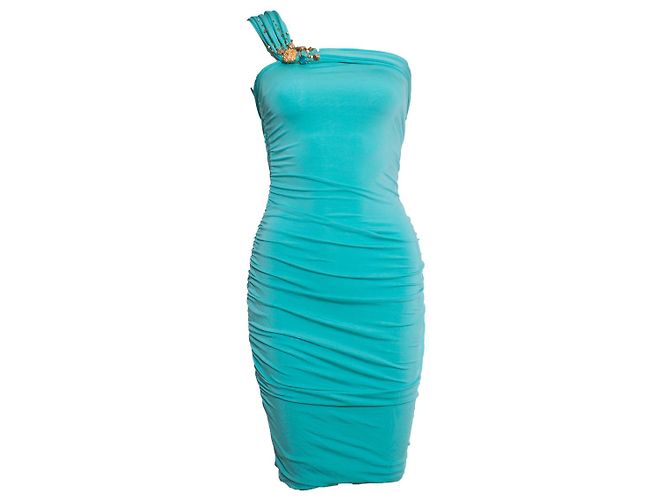 Vestido asimétrico turquesa Blumarine Verde