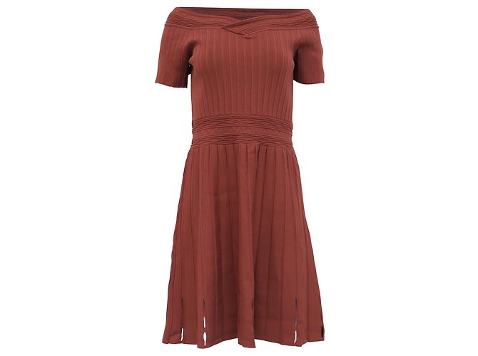 Abito Off-Shoulder Lottie in Viscosa Borgogna di Sandro Rosso Bordò