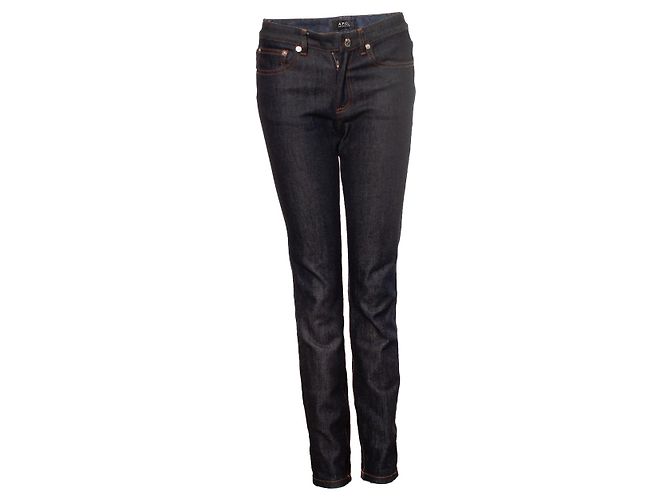 Jeans APC blu con cuciture arancioni
