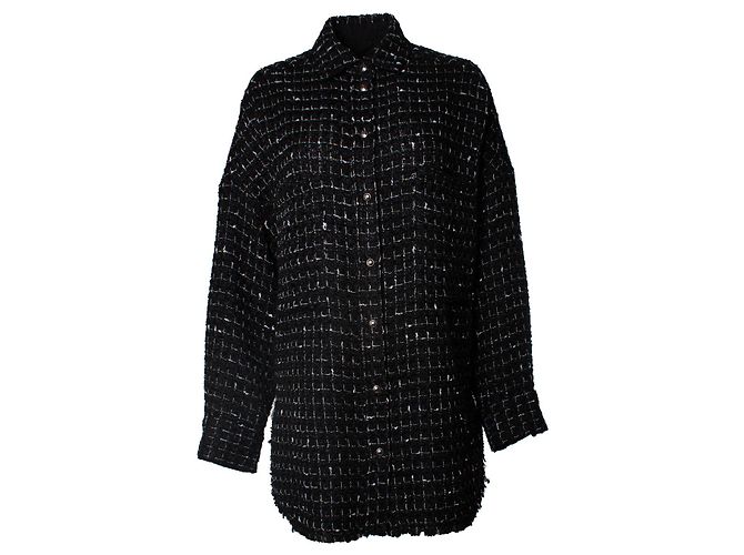 IRO Amice Tweed-Overshirt in Schwarz