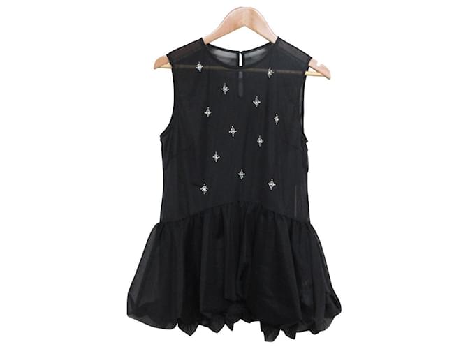 Autre Marque GRACE CONTINENTAL Bijou Balloon Tulle Top Black  ref.2622979