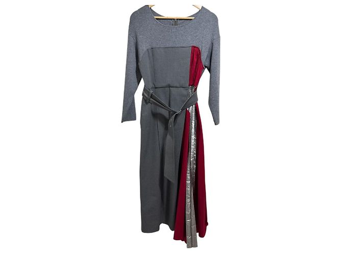 Autre Marque Vestido de Docking con Bustier de Pliegues de Panel ELENDEEK Castaño Roja