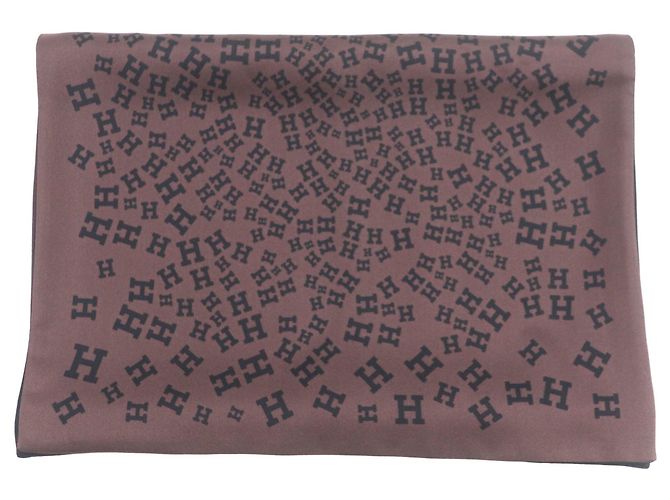 Sciarpa reversibile in seta 100% Hermès Marrone Nero