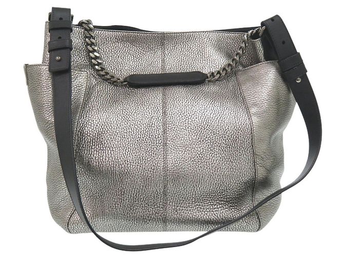 Borsa a spalla in pelle argento Jimmy Choo Nero