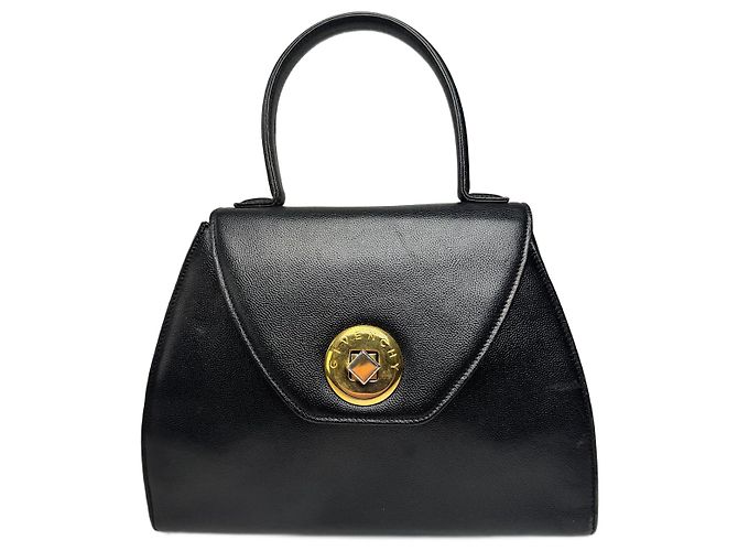 Vintage Givenchy Snake Emblossed Leather Handbag Black