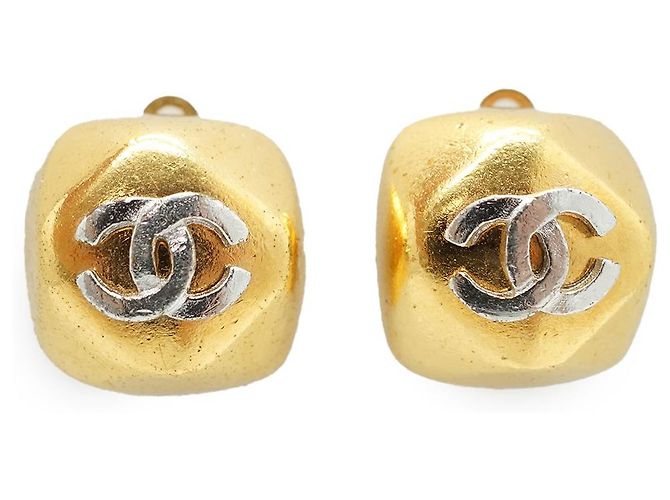 Chanel Orecchini a clip quadrati CC D'oro