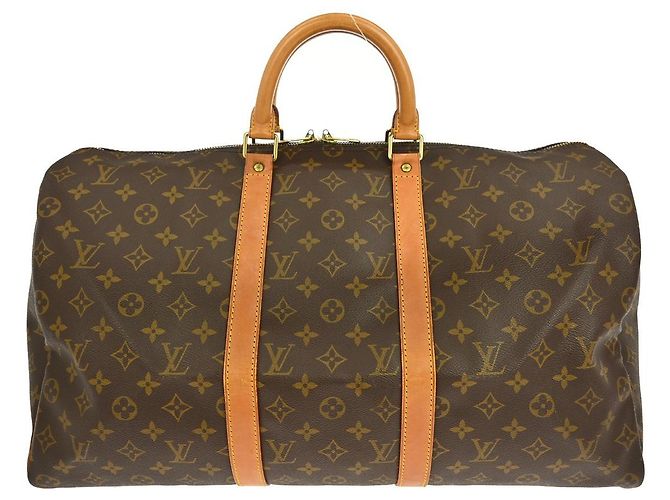 Borsa Keepall Louis Vuitton in tela Monogram 50 Marrone