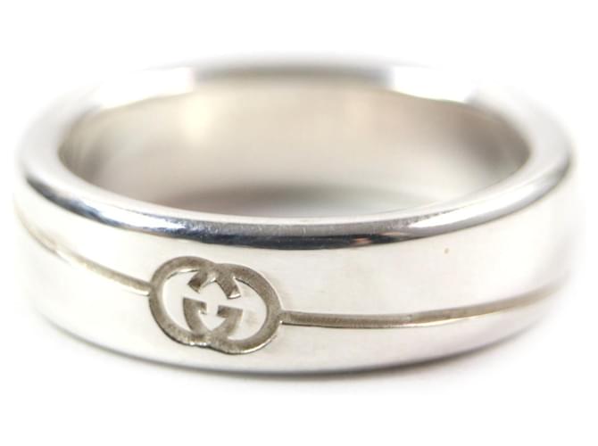 Gucci Diagonal Interlocking G Silver Band Ring  ref.2623775