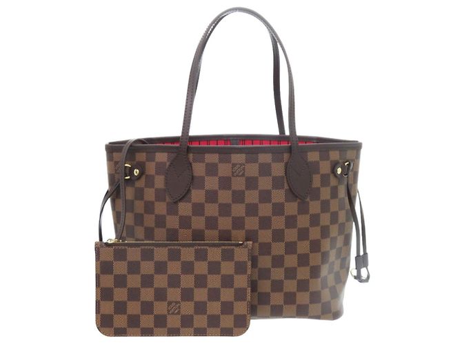 Louis Vuitton Neverfull PM Damier Canvas Tote Bag Brown Damier ebene