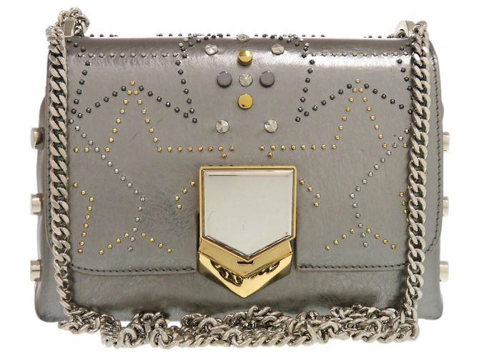 Bolsa de ombro Locket Petite da Jimmy Choo Prata Dourado