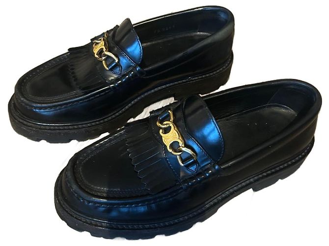 Céline Slipper Arc de Triomphe Leder Schwarz