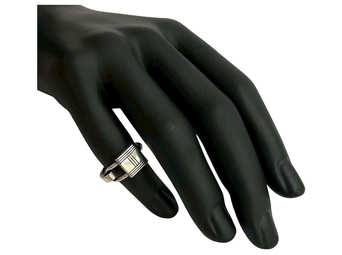 Hermès HERMES Cadena Motif Band Ring Silvery 