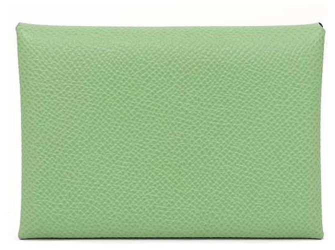 Monedero de cuero Epsom verde Hermès