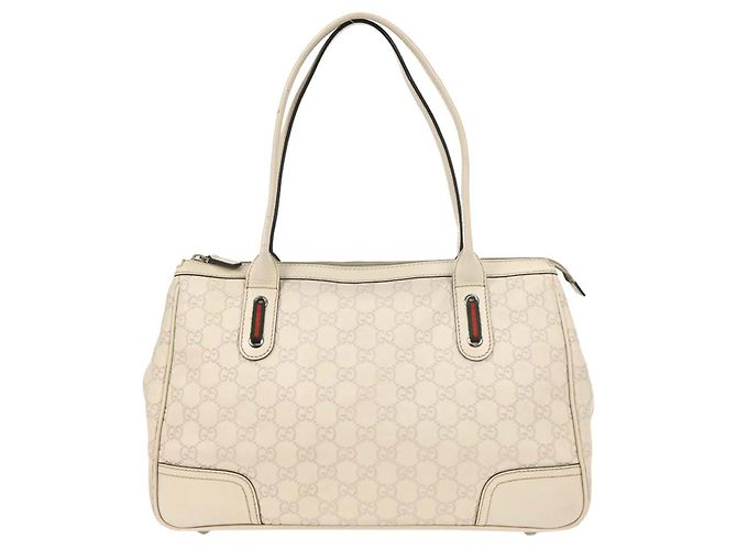 Tote Gucci Princy com fecho de correr em tela GG e couro Medium Branco