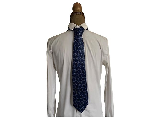 Lanvin Paris Tie – Night Blue Geometric Patterns Navy blue