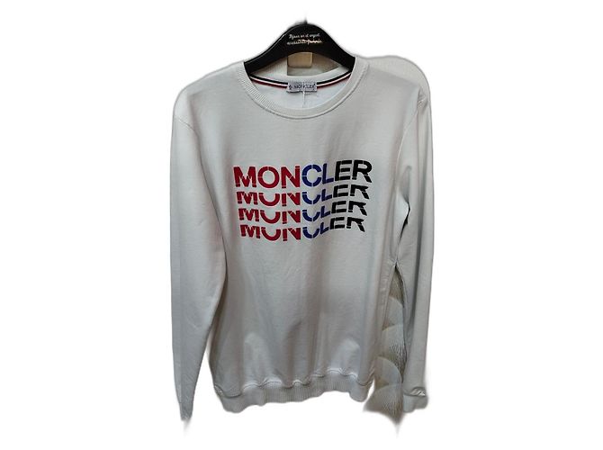 Moletom Moncler de algodão branco com logo
