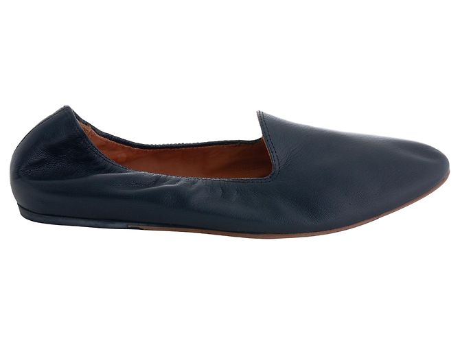 Lanvin leather flat loafers Black