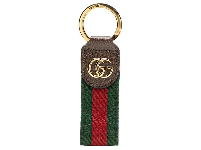 Gucci Ophidia Sherry Line Key Ring Brown Golden