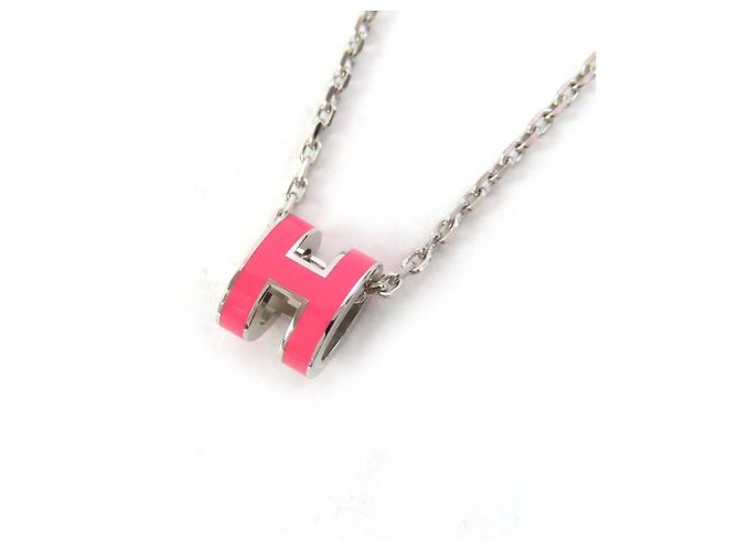 Collar Péndulo Mini Pop H de Hermès Plata Rosa 