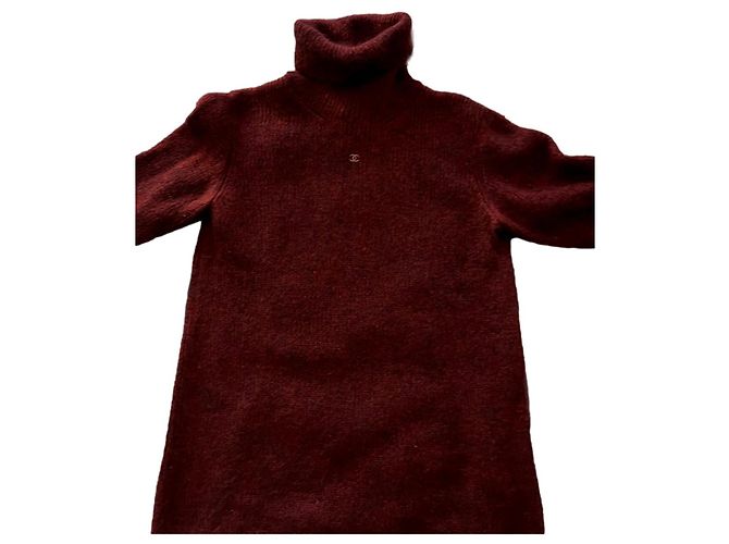 Chanel Oversized Rollkragenpullover Bordeaux Mohair S 