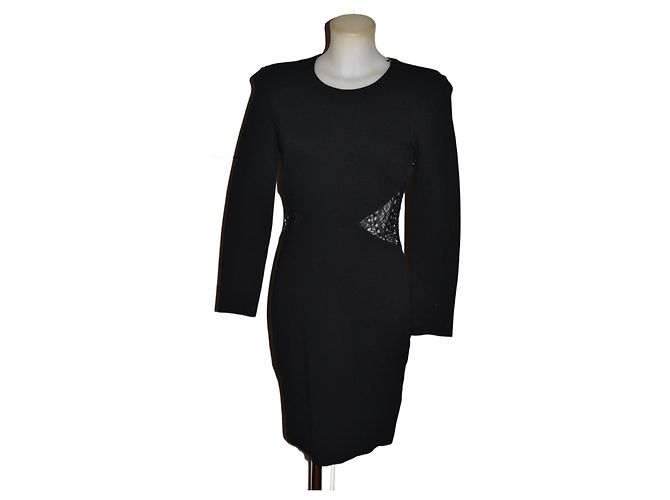 Emilio Pucci Schwarzes Kleid mit Spitzen Details Viscose Größe 40
