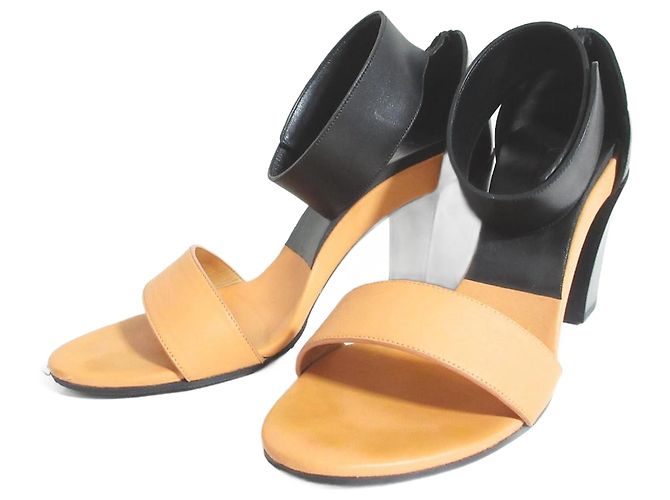 Chloé Chloe Bicolor Leather Sandals Black Orange