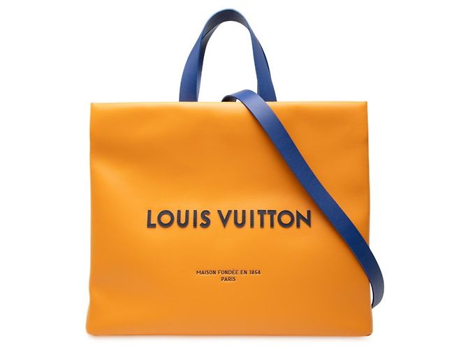 Bolsa tote de couro açafrão Louis Vuitton Dourado Laranja