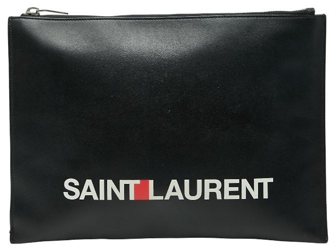 Clutch in pelle nera e bianca Saint Laurent Nero Bianco