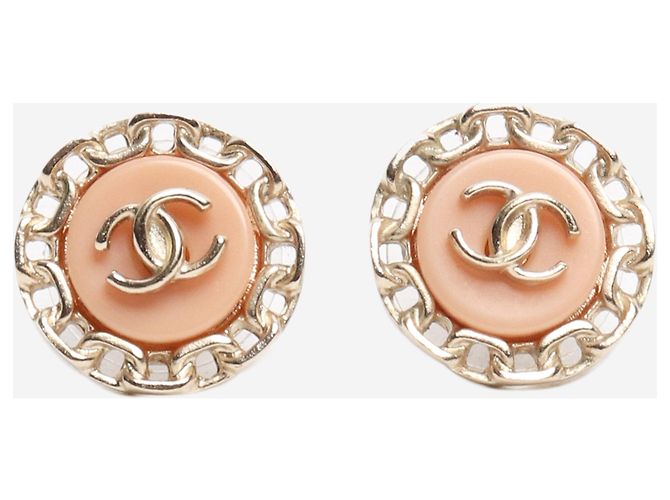Chanel Pink cc chain studs