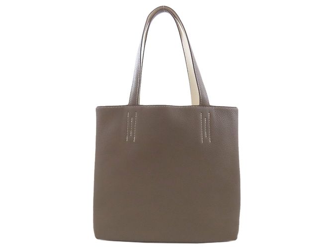 Bolsa Tote Double Sens 28 Hermès Marrom Branco