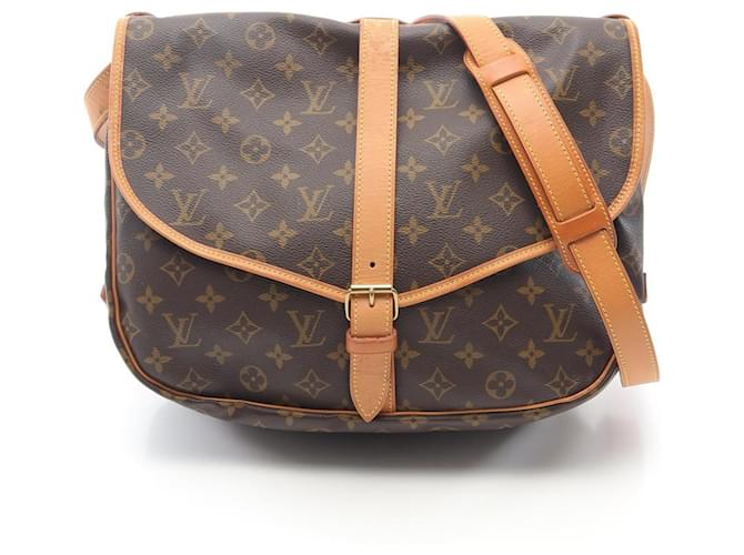 Louis Vuitton Saumur 35 Shoulder Bag Brown Monogram Leather Cloth  ref.2625219