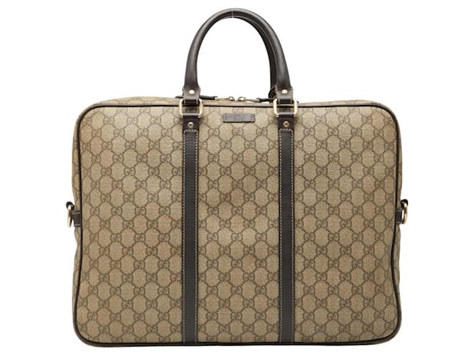Gucci GG Supreme Business Bag Brown Beige Leather Plastic  ref.2625339