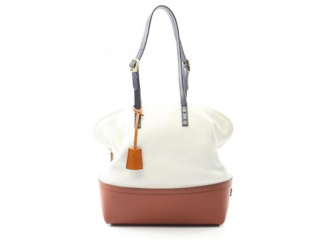 Bolsa de Ombro Pecan Fendi Marrom Branco Azul marinho