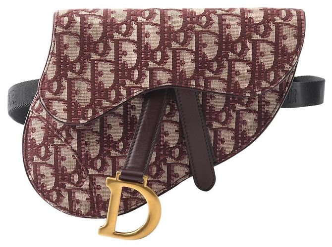 Christian Dior Dior Saddle Bag Beige Dark red