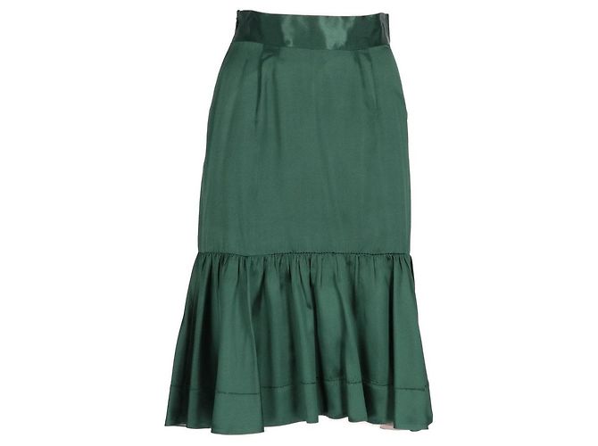 Falda de seda verde petróleo Prada - Años 2000