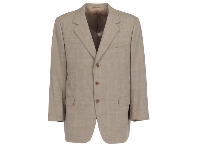 Beige Fischgrät-Wolljacke von Hermès