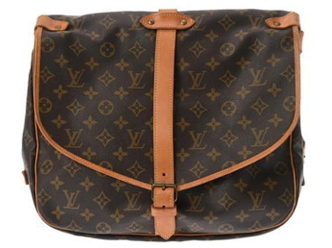 Louis Vuitton Monogram Saumur 35 Shoulder Bag Brown Blue Patent leather  ref.2625890