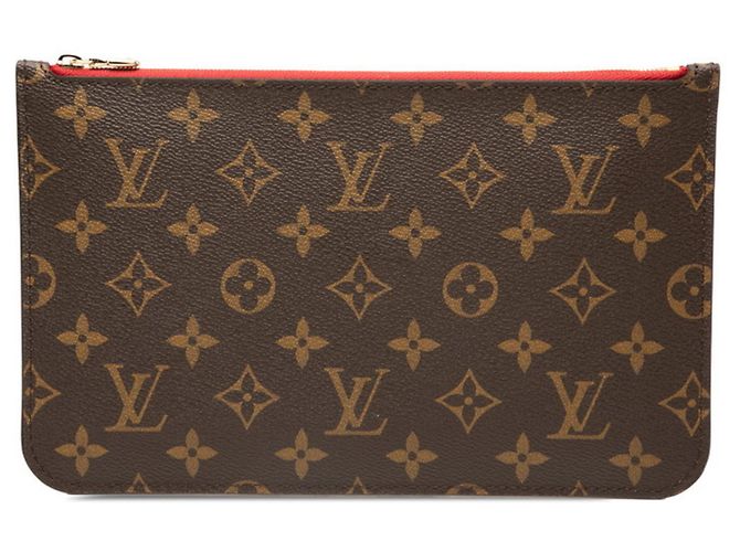 Louis Vuitton Monogram Neverfull MM with Pouch Brown Red