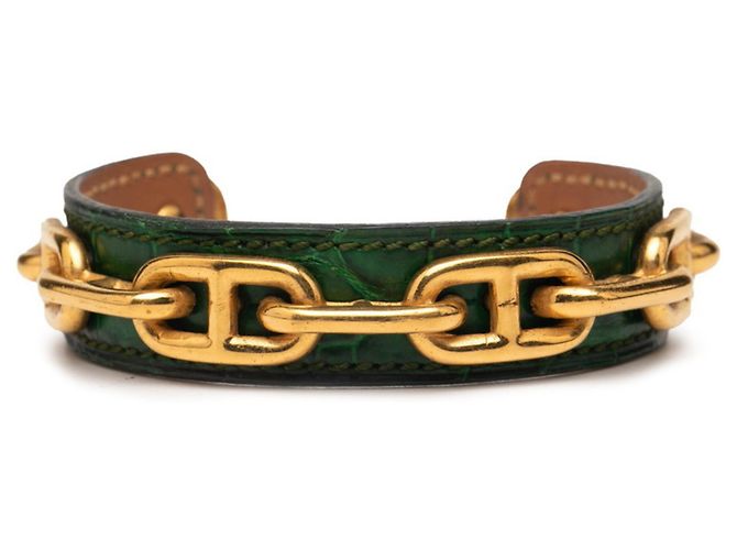 Pulseira Chaine d'Ancre Hermès Dourado Verde