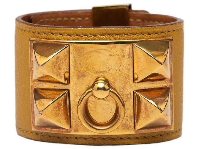Bracelet Charm Collier de Chien Hermès Doré Jaune 