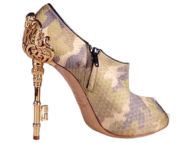John Richmond Pumps Python Key Blu Verde Grigio Crema 
