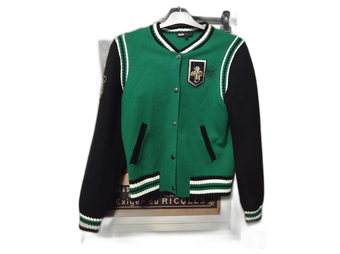 Grüne Bomberjacke Golden Goose / Maje – Größe 36 / S – Polyester – Mat Varsity Bomberjacke