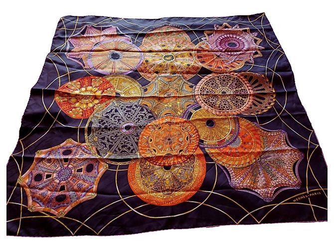 Lenço de seda Hermès laranja
