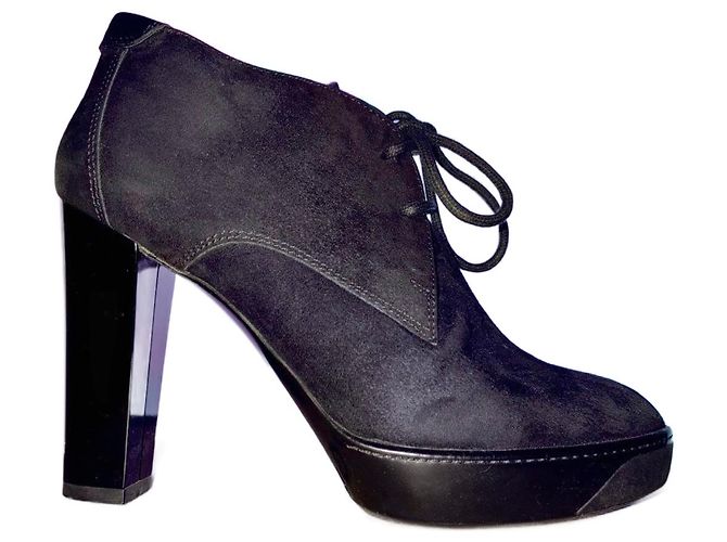 Hogan Wildleder Schnürstiefeletten mit Plattform Schwarz